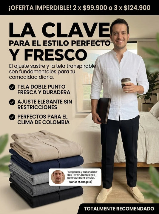 PANTALON EN ALGODON DOBLE PUNTO